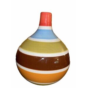 Jonathan Adler Italia Happy Home Ceramic Striped Gourd Vase Colorful 5 Inches